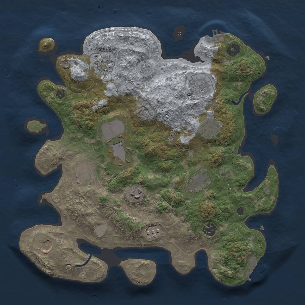 Rust Map: Procedural Map, Size: 3500, Seed: 1046924223, 19 Monuments