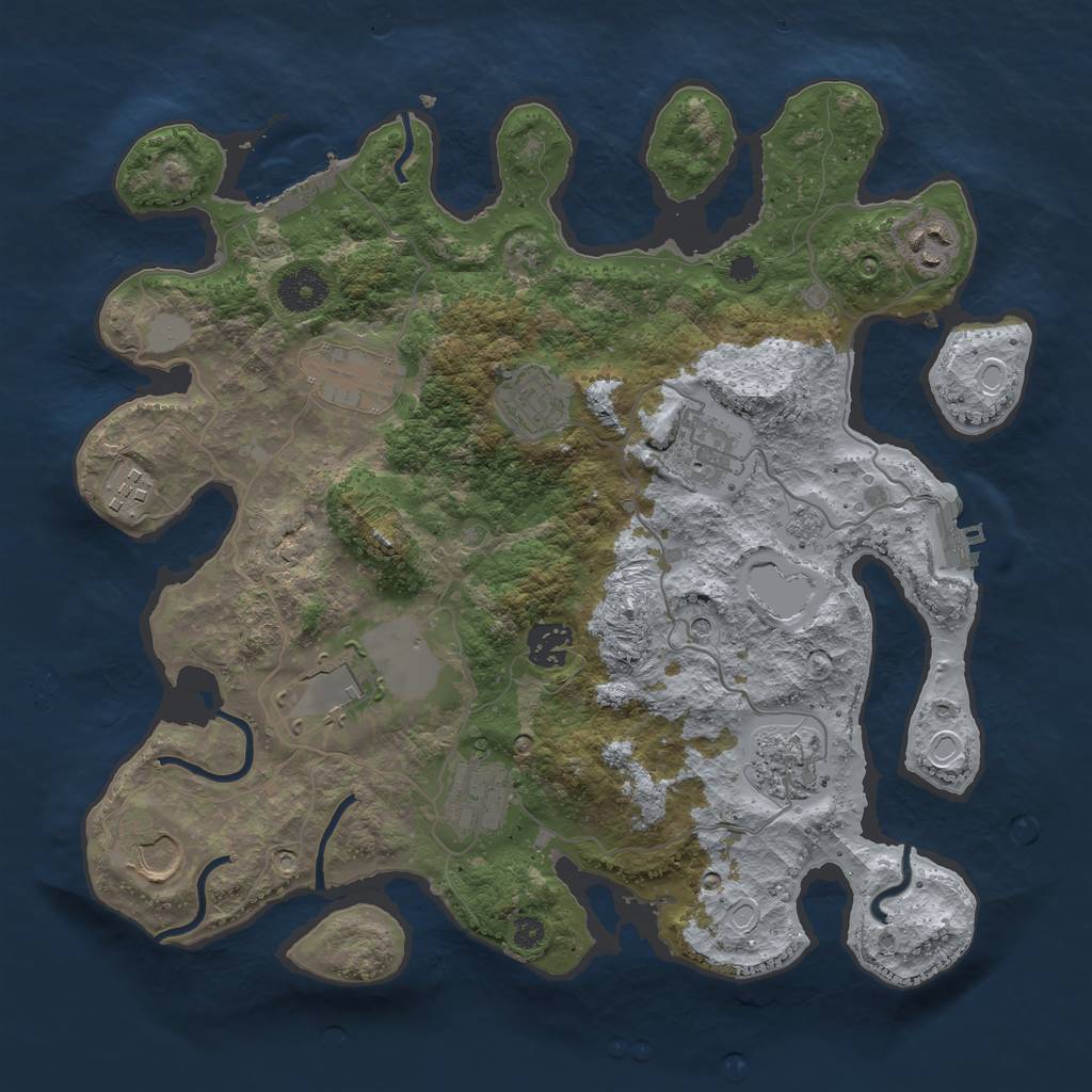 Rust Map: Procedural Map, Size: 3500, Seed: 1486219016, 19 Monuments