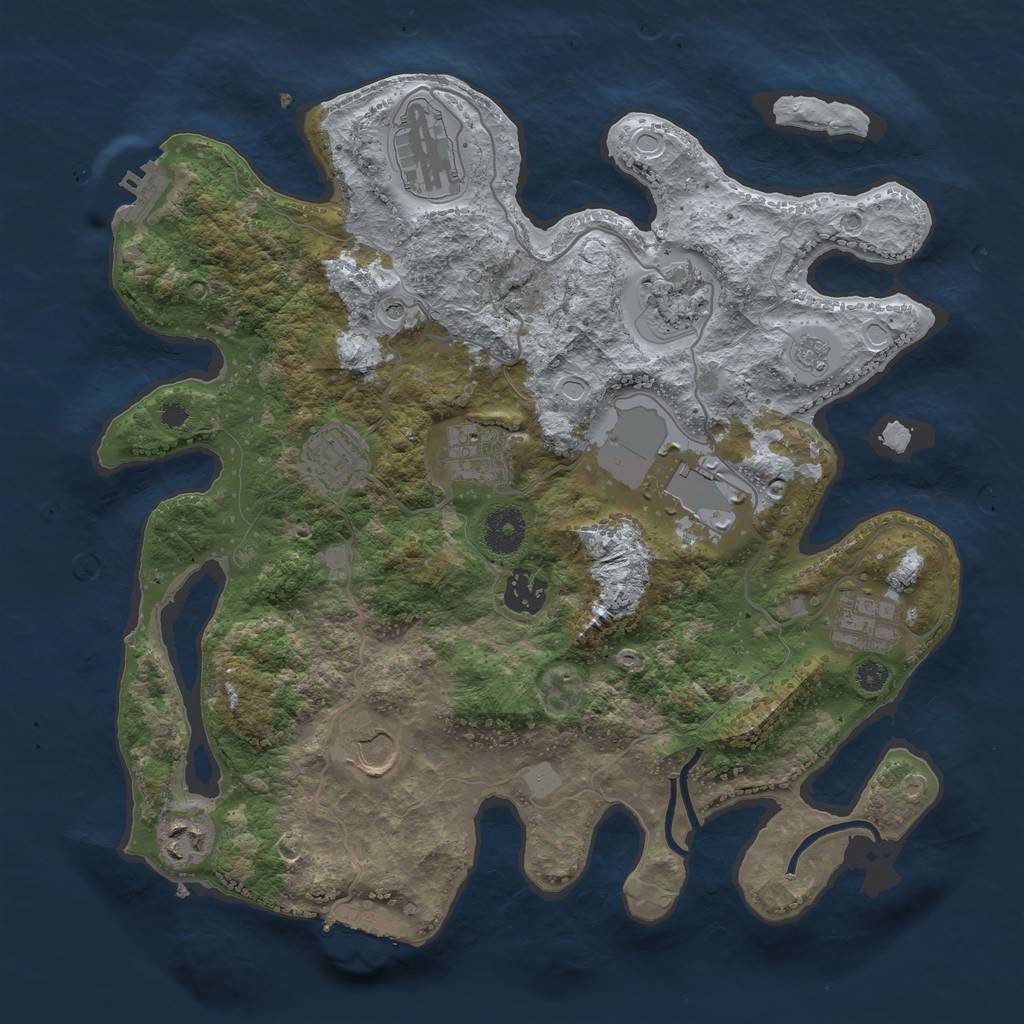 Rust Map: Procedural Map, Size: 3500, Seed: 2122652720, 18 Monuments