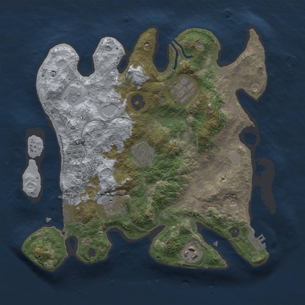 Rust Map: Procedural Map, Size: 3000, Seed: 28837401, 14 Monuments