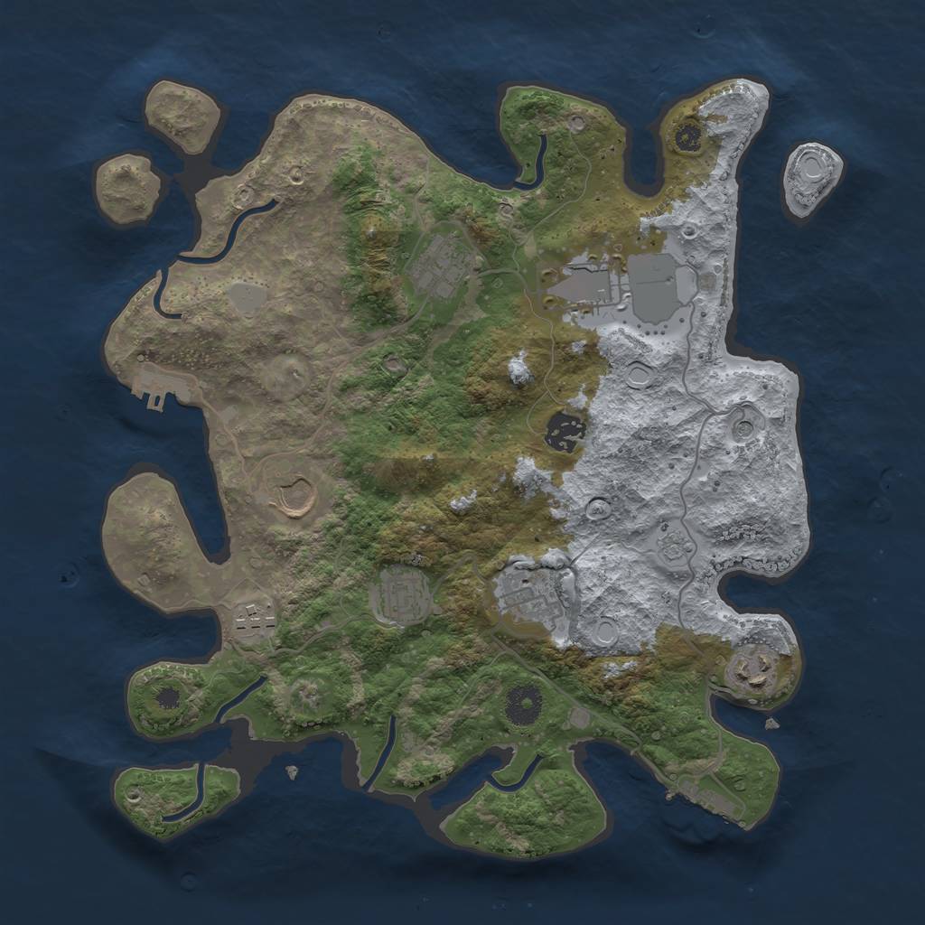 Rust Map: Procedural Map, Size: 3500, Seed: 16874, 17 Monuments