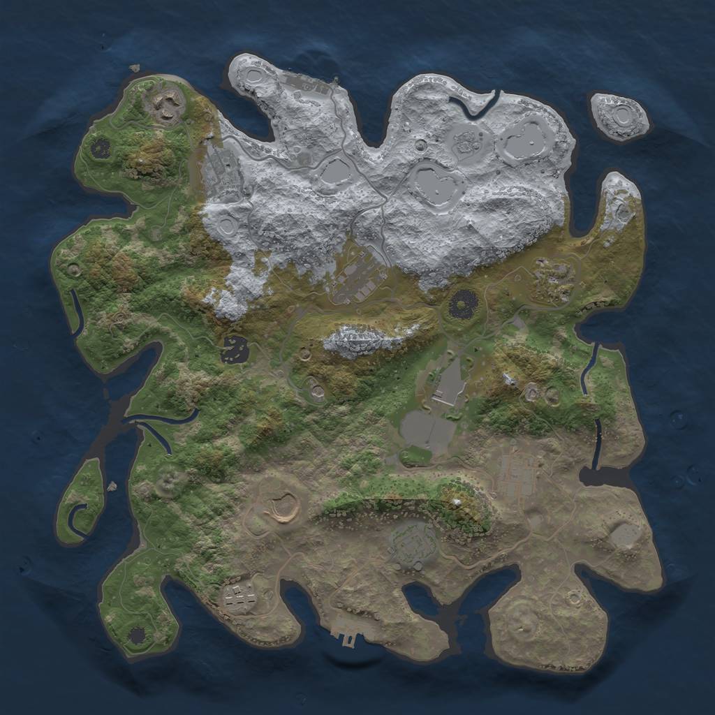 Rust Map: Procedural Map, Size: 3600, Seed: 216105857, 19 Monuments