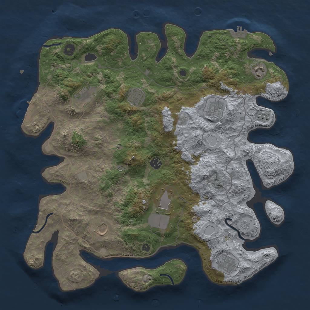 Rust Map: Procedural Map, Size: 4000, Seed: 118136572, 18 Monuments
