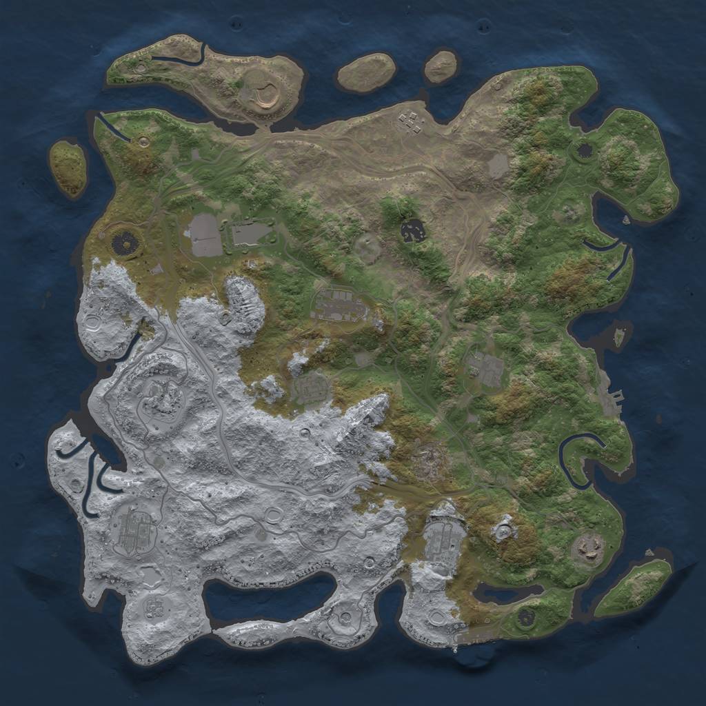 Rust Map: Procedural Map, Size: 4250, Seed: 973112564, 20 Monuments