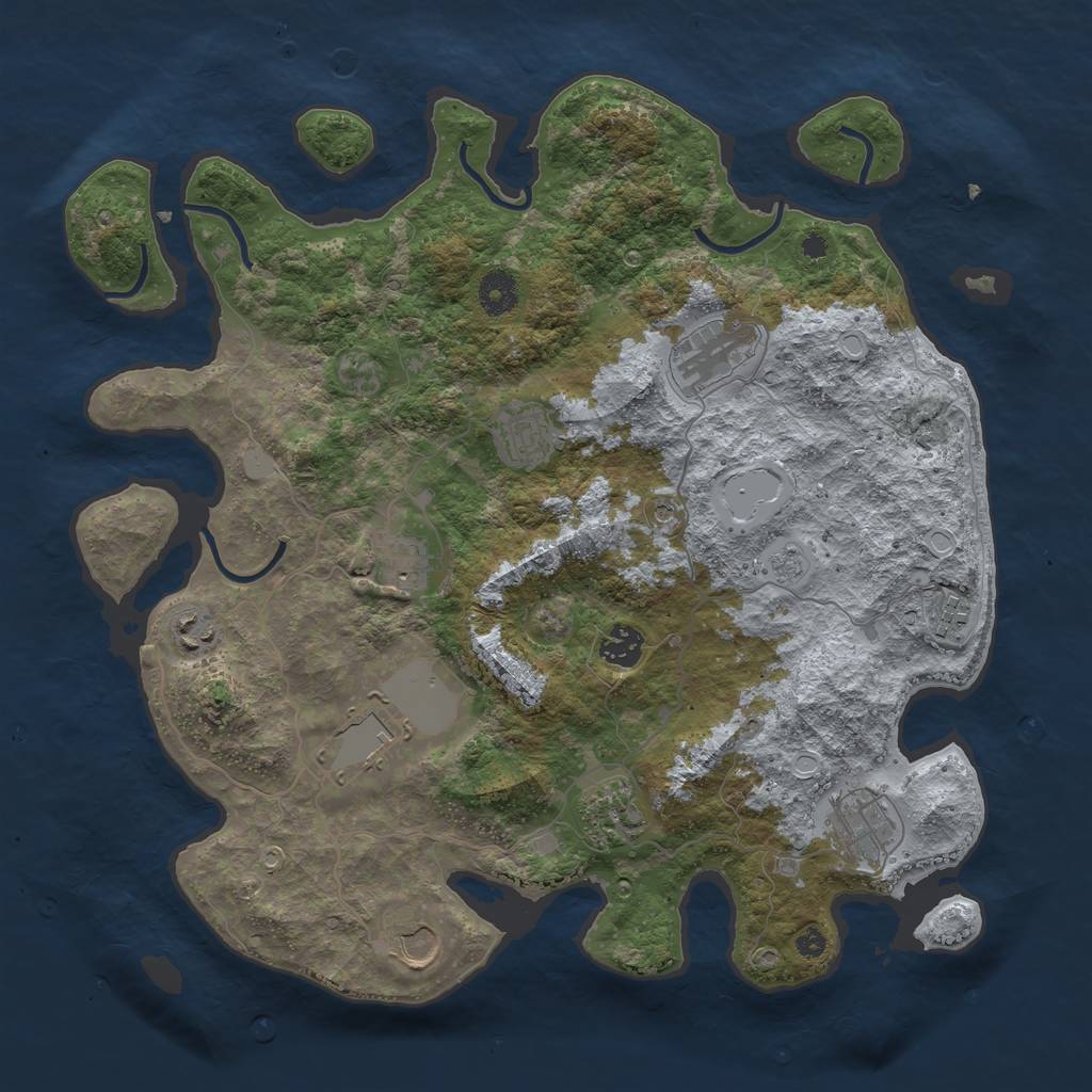 Rust Map: Procedural Map, Size: 3848, Seed: 1116299355, 17 Monuments