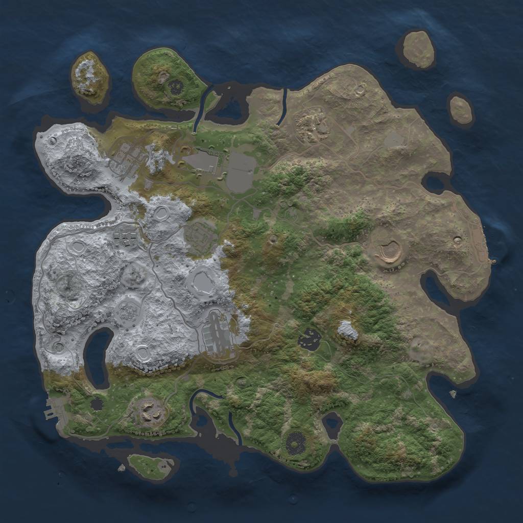 Rust Map: Procedural Map, Size: 3500, Seed: 15038397, 18 Monuments
