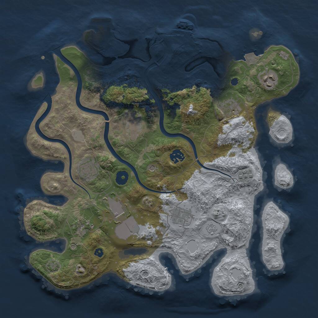 Rust Map: Procedural Map, Size: 3500, Seed: 1365922823, 15 Monuments