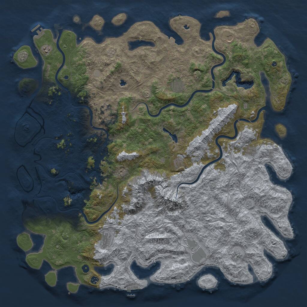Rust Map: Procedural Map, Size: 6000, Seed: 1410352088, 17 Monuments
