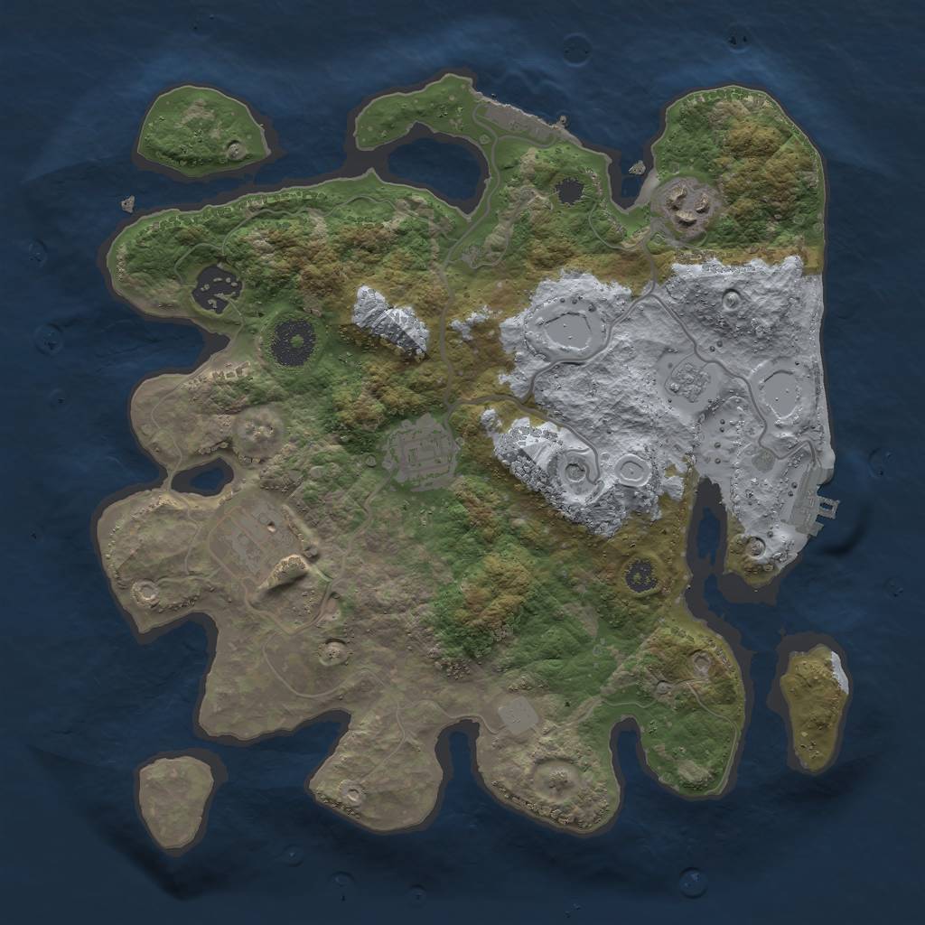 Rust Map: Procedural Map, Size: 3000, Seed: 1361244841, 13 Monuments
