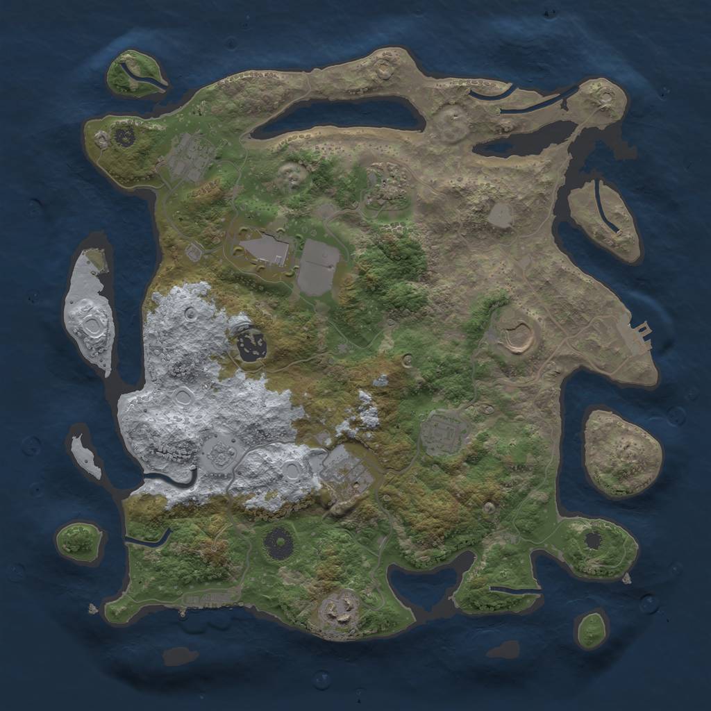 Rust Map: Procedural Map, Size: 3500, Seed: 39175976, 16 Monuments