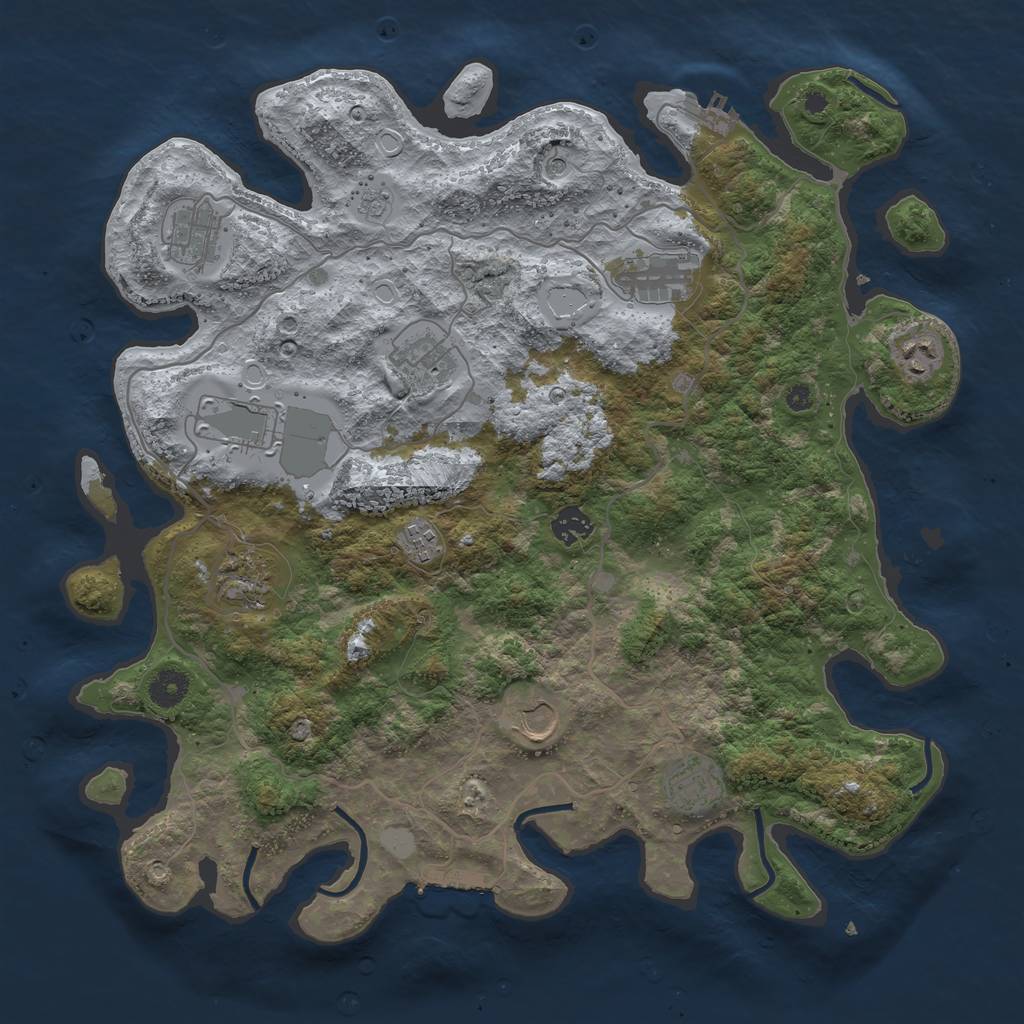 Rust Map: Procedural Map, Size: 4000, Seed: 836317692, 19 Monuments