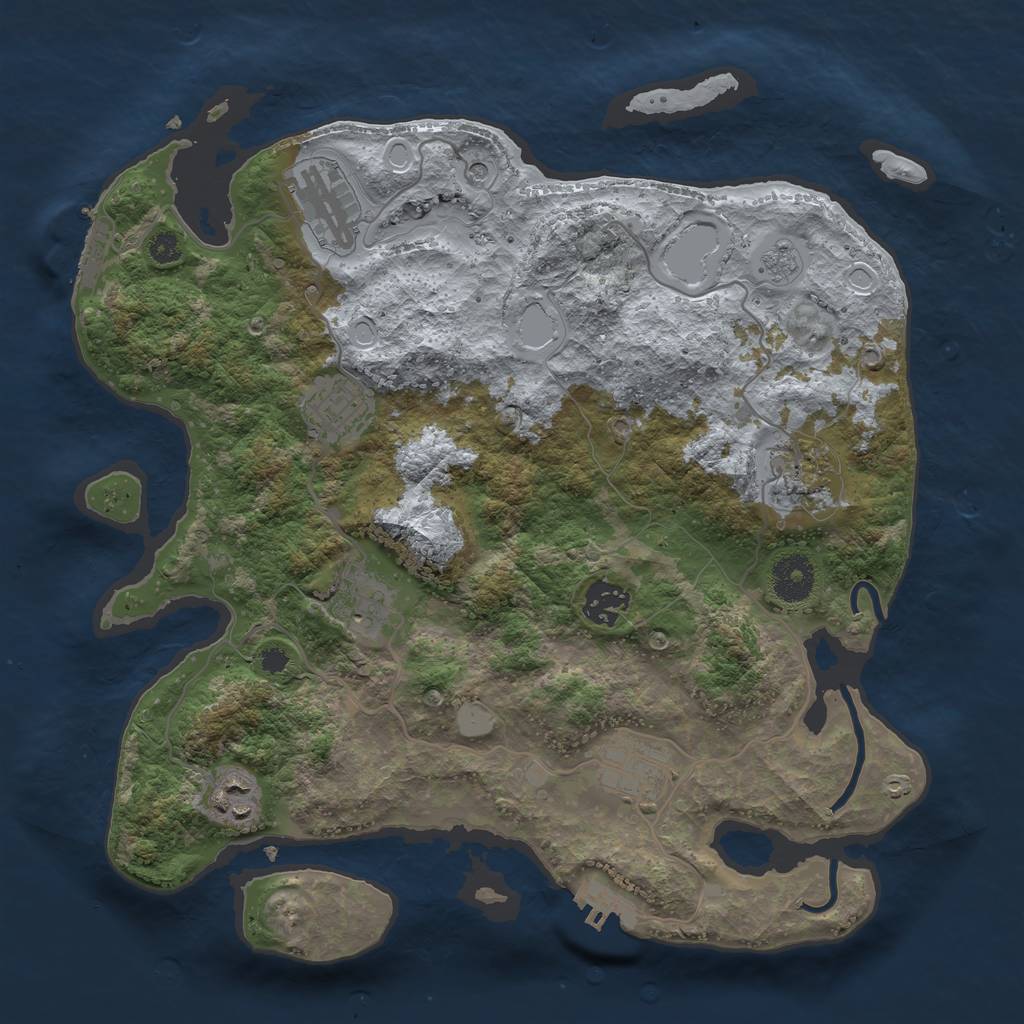 Rust Map: Procedural Map, Size: 3400, Seed: 101350378, 16 Monuments
