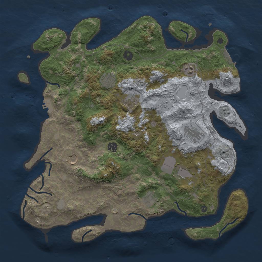 Rust Map: Procedural Map, Size: 4000, Seed: 175036609, 18 Monuments