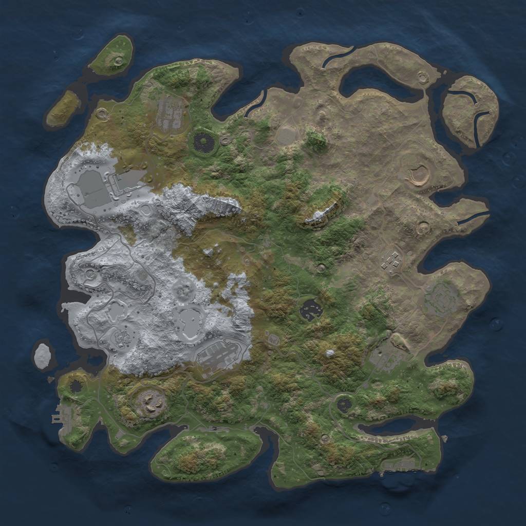 Rust Map: Procedural Map, Size: 3750, Seed: 212509185, 18 Monuments