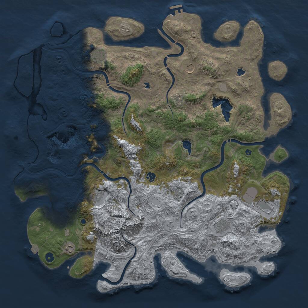 Rust Map: Procedural Map, Size: 5000, Seed: 465294783, 13 Monuments
