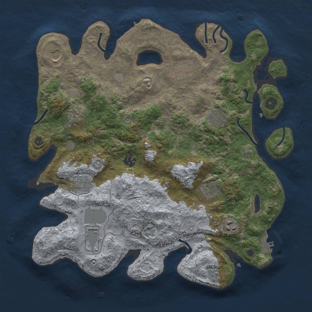 Rust Map: Procedural Map, Size: 3850, Seed: 10248242, 19 Monuments