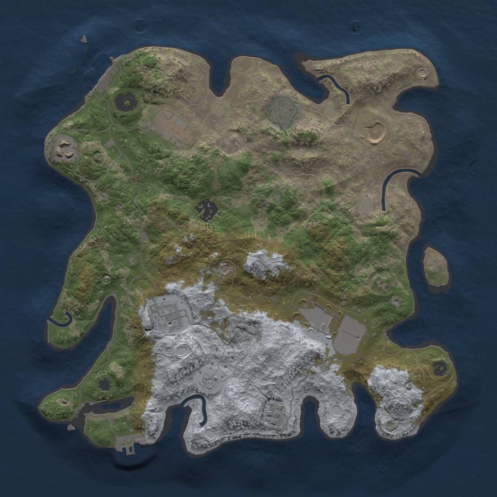 Rust Map: Procedural Map, Size: 3500, Seed: 156194301, 17 Monuments
