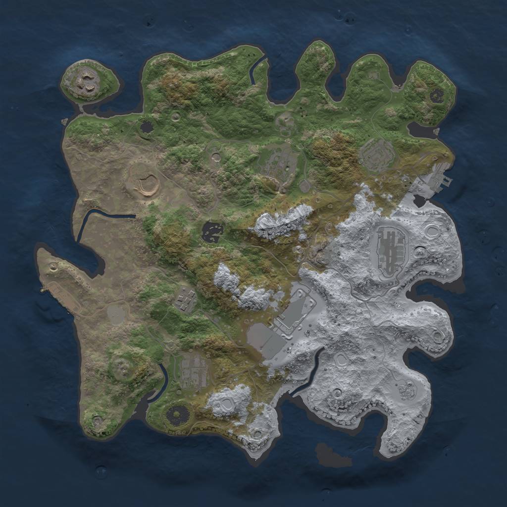 Rust Map: Procedural Map, Size: 3500, Seed: 78135712, 18 Monuments