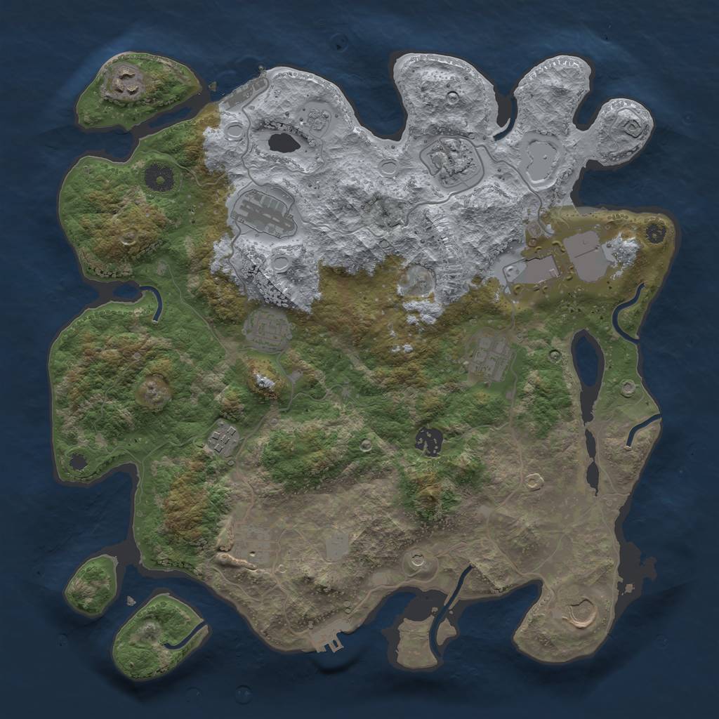 Rust Map: Procedural Map, Size: 3725, Seed: 347021732, 19 Monuments