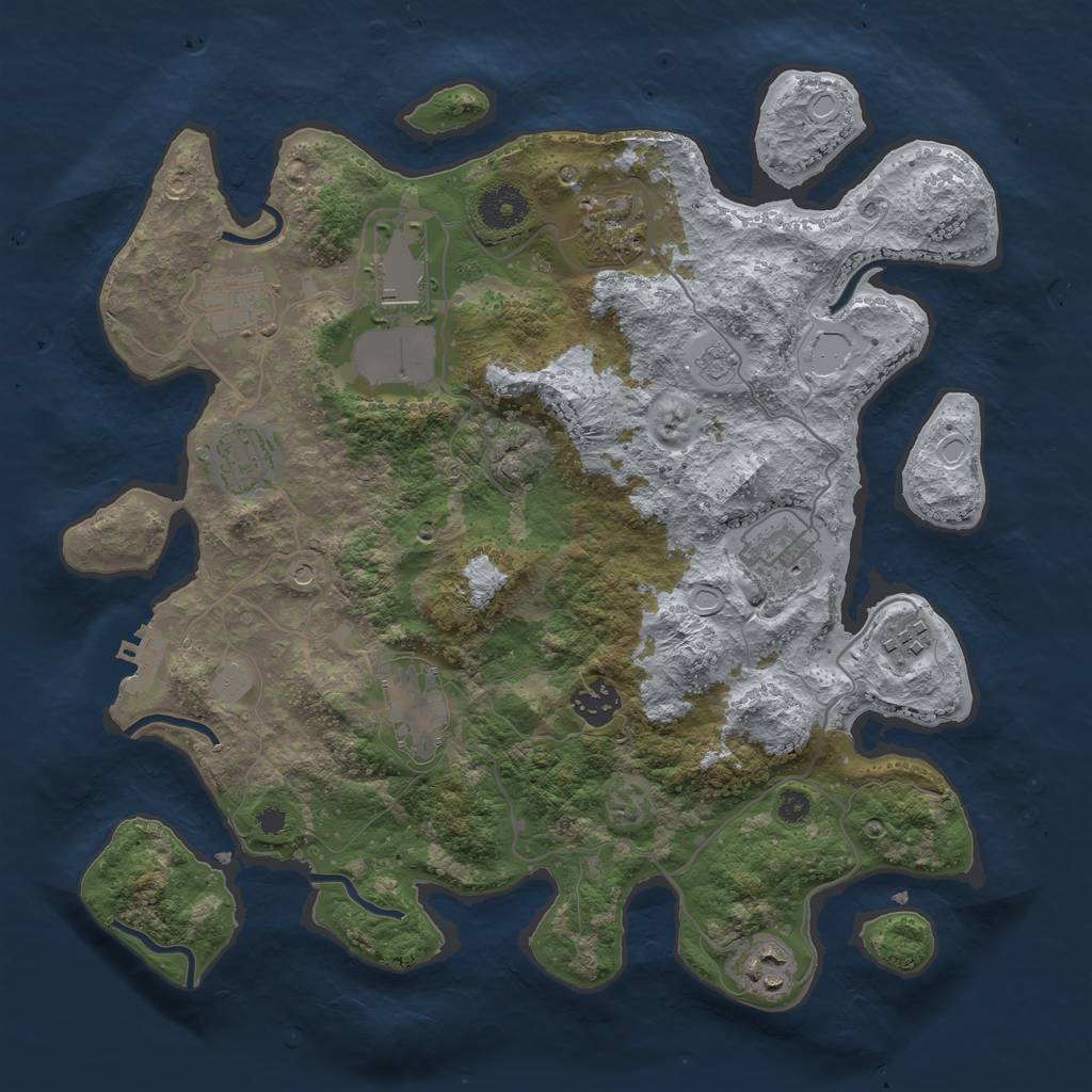 Rust Map: Procedural Map, Size: 3500, Seed: 1855942753, 17 Monuments