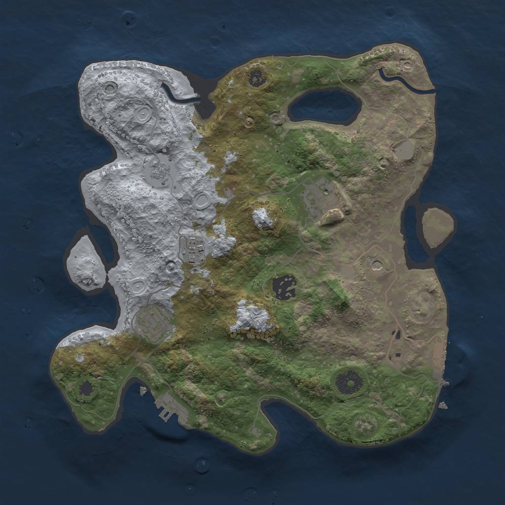 Rust Map: Procedural Map, Size: 3000, Seed: 34568, 13 Monuments