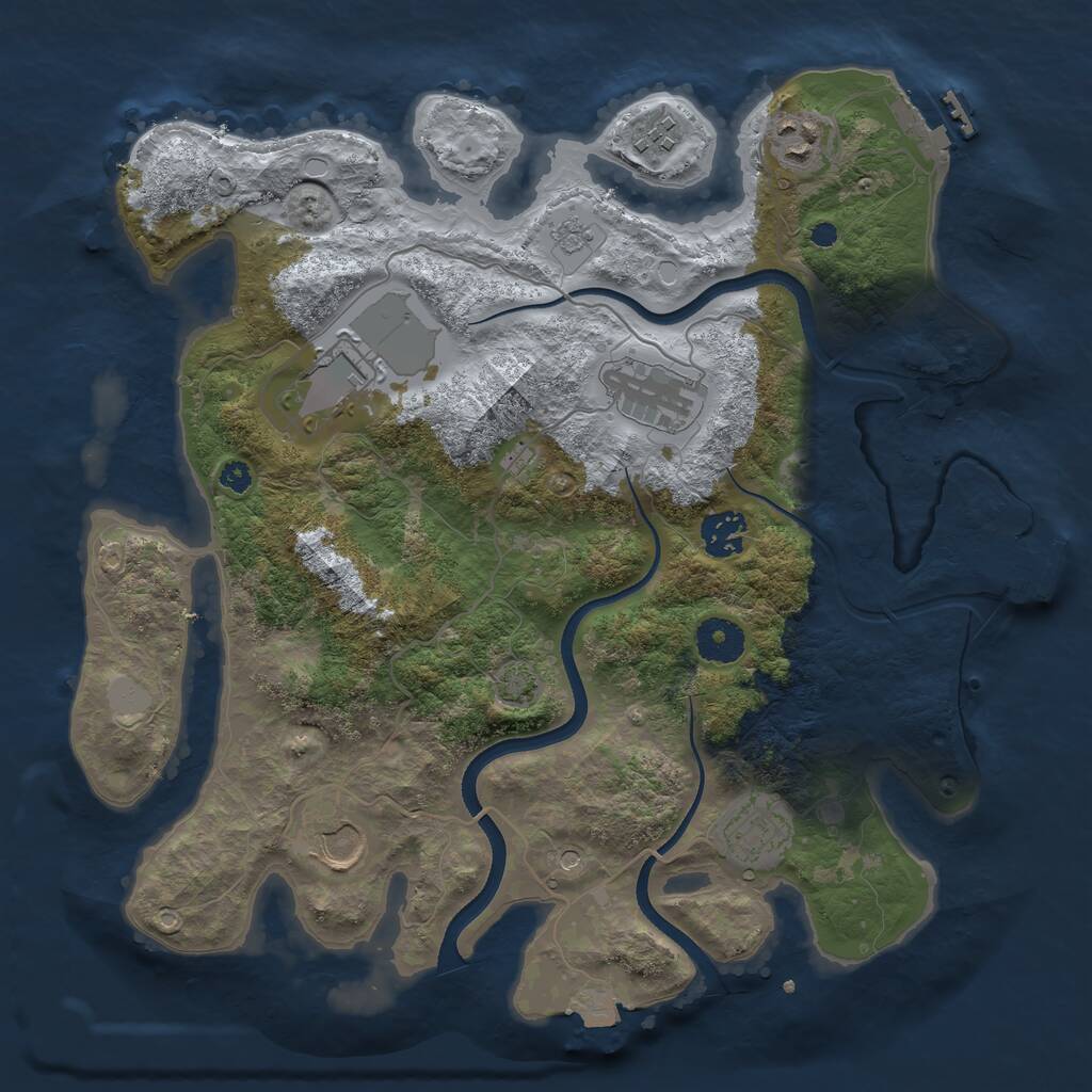 Rust Map: Procedural Map, Size: 3500, Seed: 1589760161, 13 Monuments