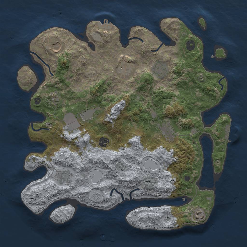Rust Map: Procedural Map, Size: 3700, Seed: 848688773, 19 Monuments