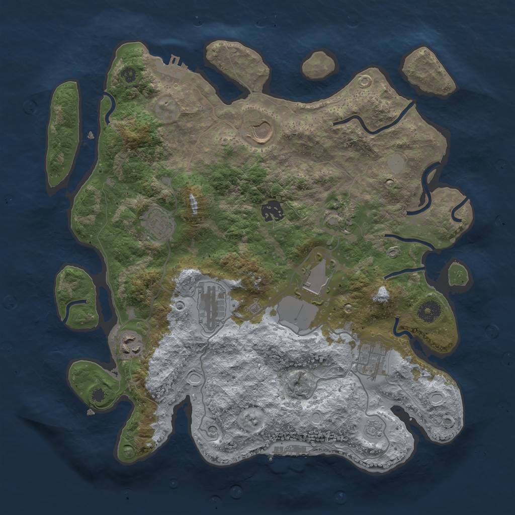 Rust Map: Procedural Map, Size: 3500, Seed: 1177095760, 17 Monuments