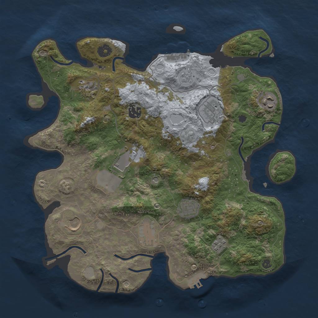 Rust Map: Procedural Map, Size: 3500, Seed: 119307017, 18 Monuments
