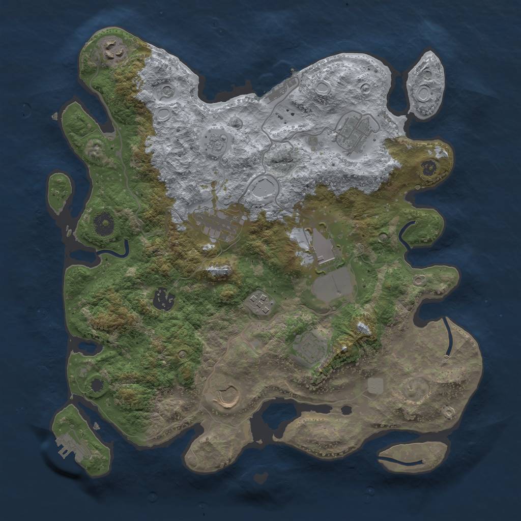 Rust Map: Procedural Map, Size: 3500, Seed: 391832669, 17 Monuments