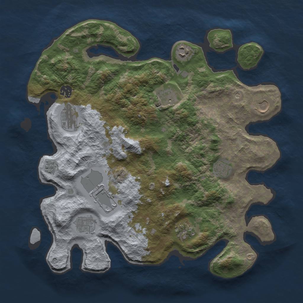 Rust Map: Barren, Size: 3700, Seed: 316225414, 13 Monuments
