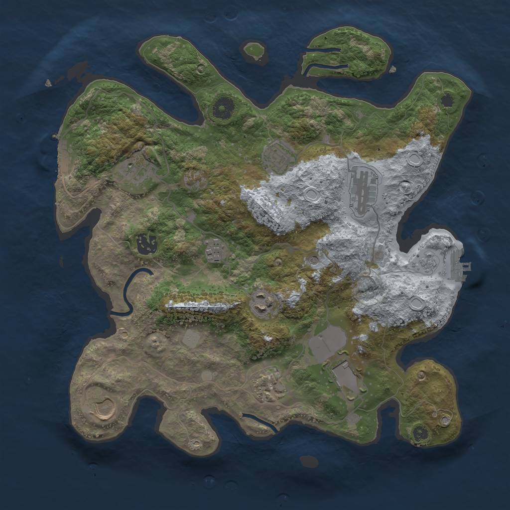 Rust Map: Procedural Map, Size: 3500, Seed: 1077198869, 18 Monuments