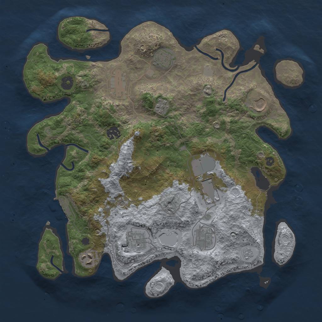 Rust Map: Procedural Map, Size: 3600, Seed: 75425452, 17 Monuments