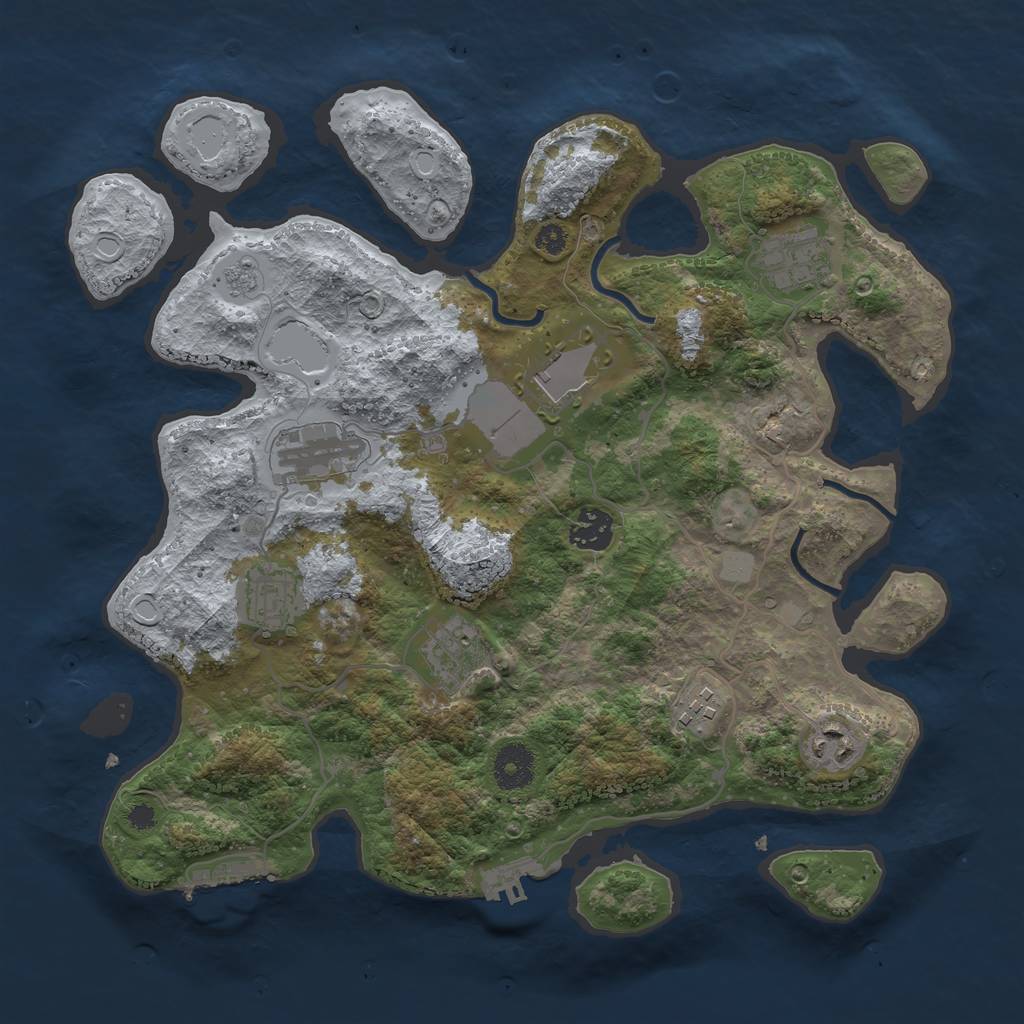 Rust Map: Procedural Map, Size: 3500, Seed: 29184731, 16 Monuments