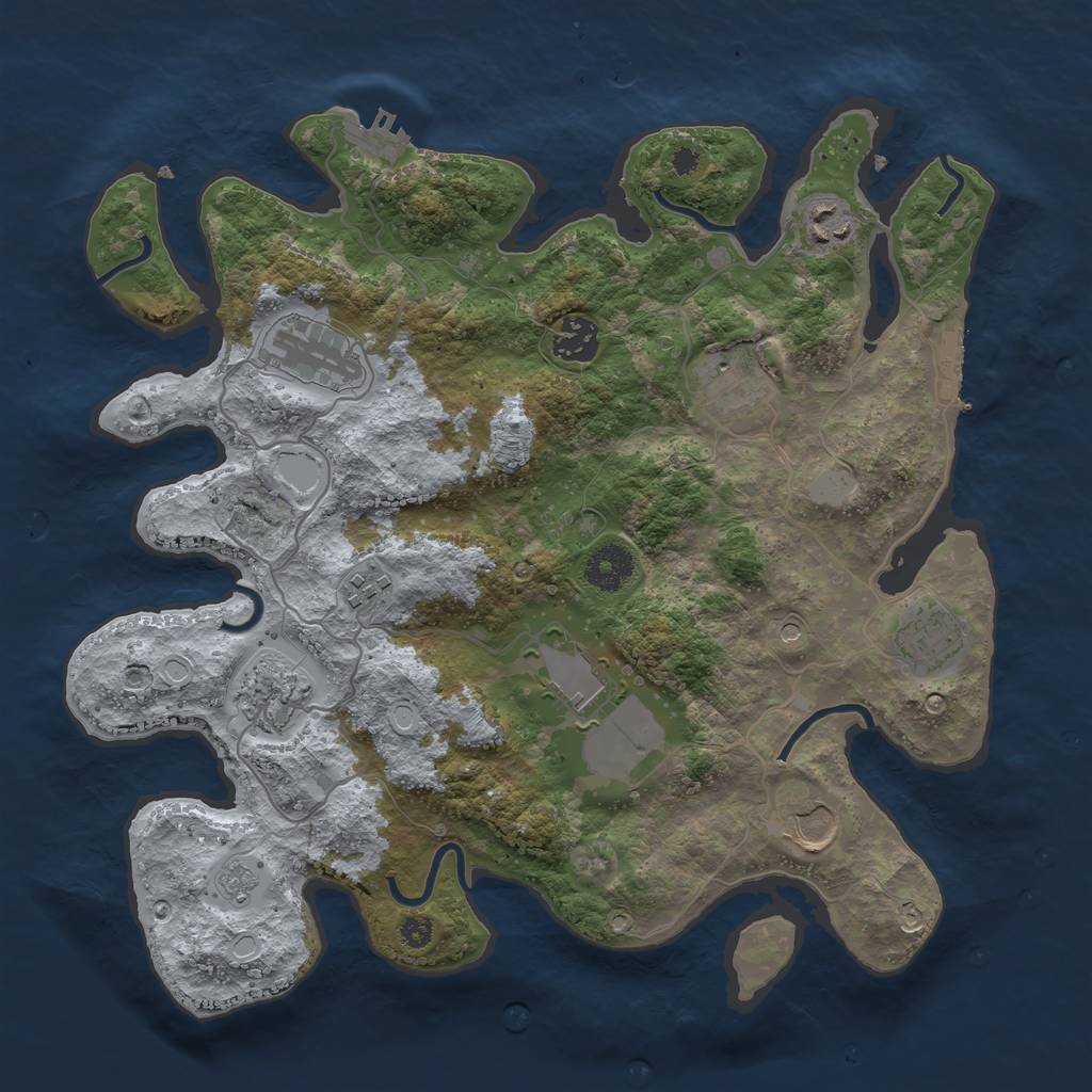 Rust Map: Procedural Map, Size: 3500, Seed: 120155, 18 Monuments