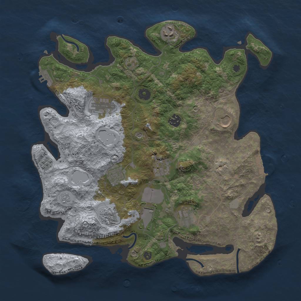 Rust Map: Procedural Map, Size: 3700, Seed: 1037126867, 19 Monuments