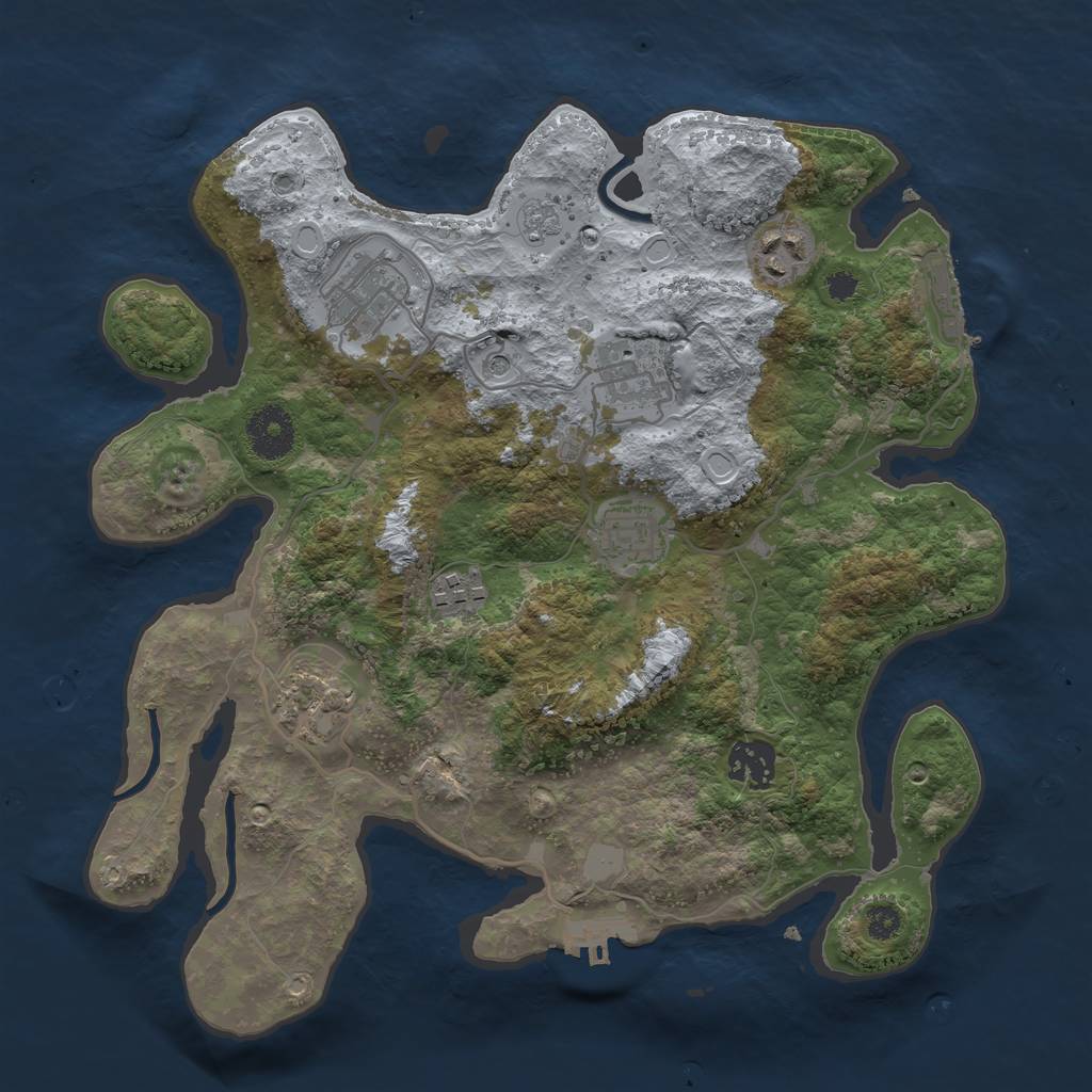 Rust Map: Procedural Map, Size: 3250, Seed: 454036649, 16 Monuments