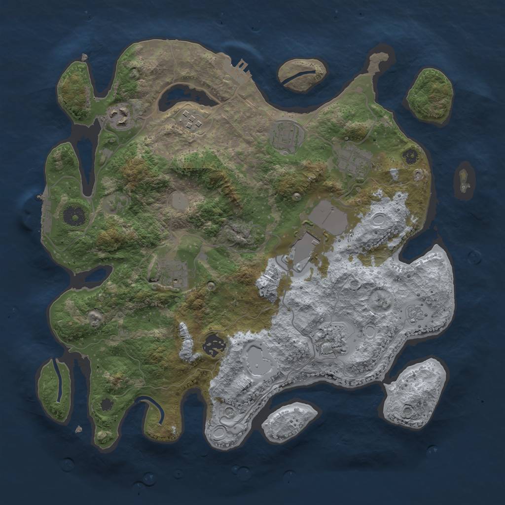 Rust Map: Procedural Map, Size: 3500, Seed: 102699, 17 Monuments