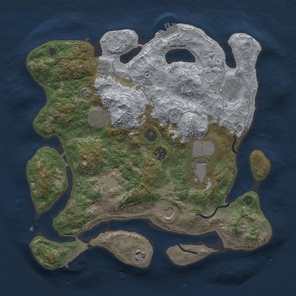 Rust Map: Procedural Map, Size: 3500, Seed: 101596, 16 Monuments