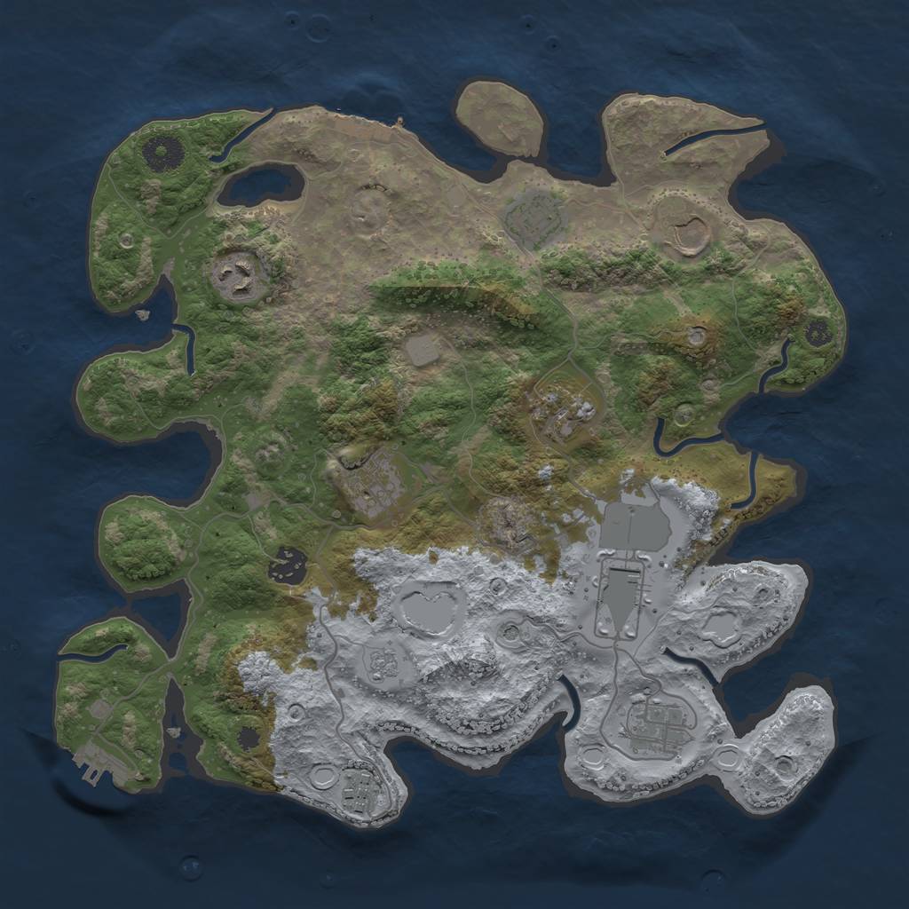 Rust Map: Procedural Map, Size: 3500, Seed: 108361, 18 Monuments