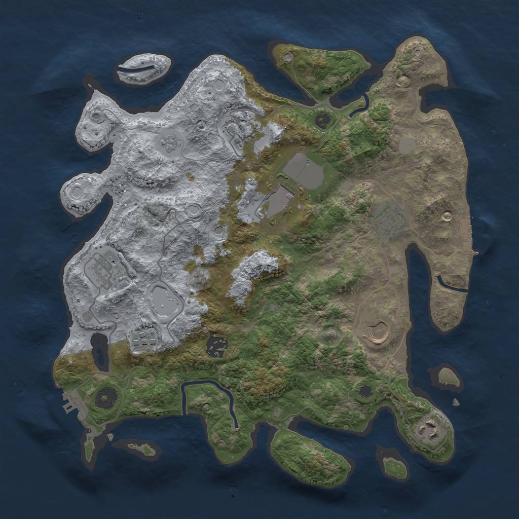 Rust Map: Procedural Map, Size: 3500, Seed: 113237, 17 Monuments