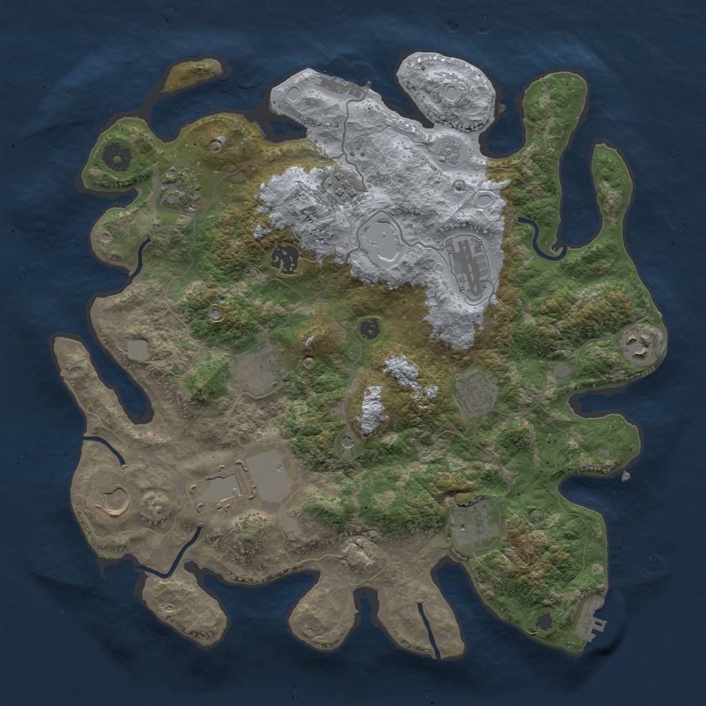 Rust Map: Procedural Map, Size: 3700, Seed: 1234374534, 19 Monuments