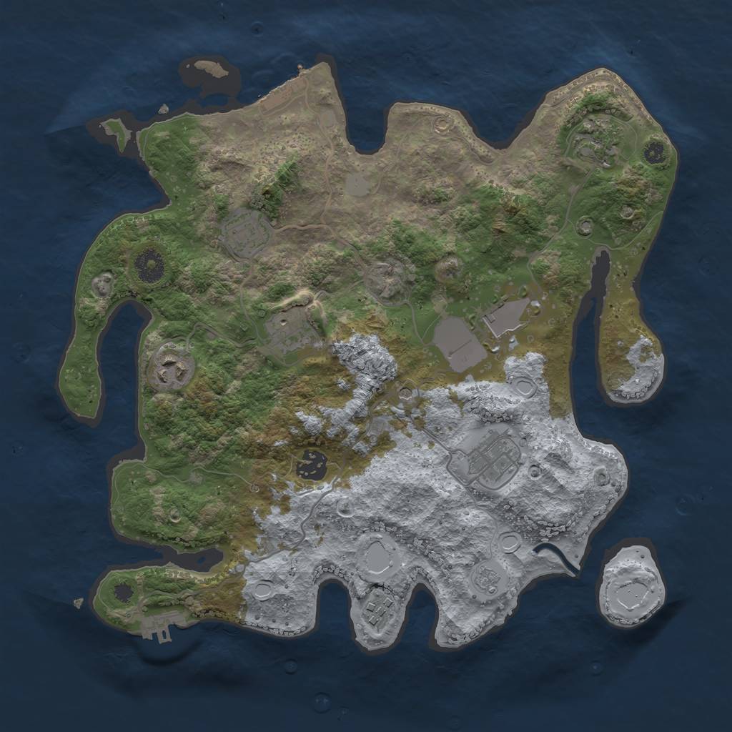Rust Map: Procedural Map, Size: 3500, Seed: 110123, 17 Monuments