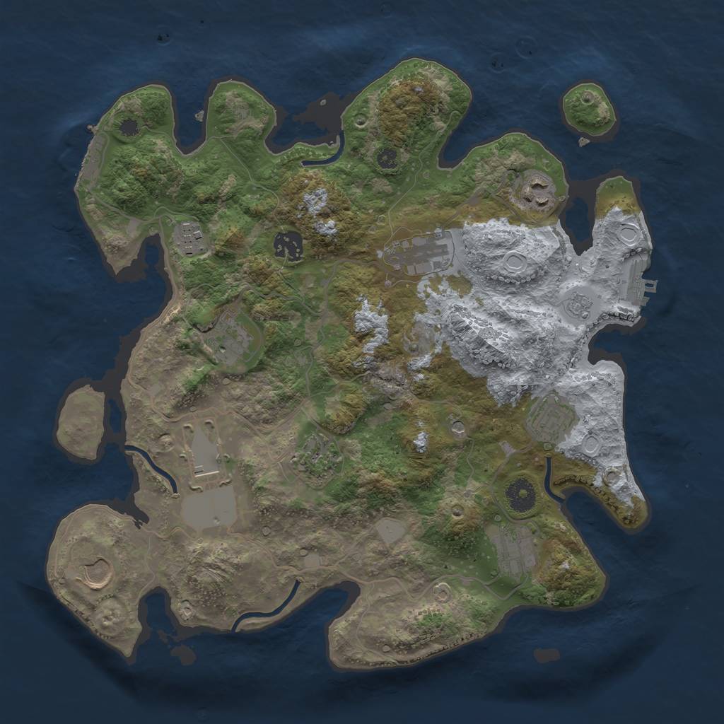 Rust Map: Procedural Map, Size: 3500, Seed: 2050432242, 19 Monuments