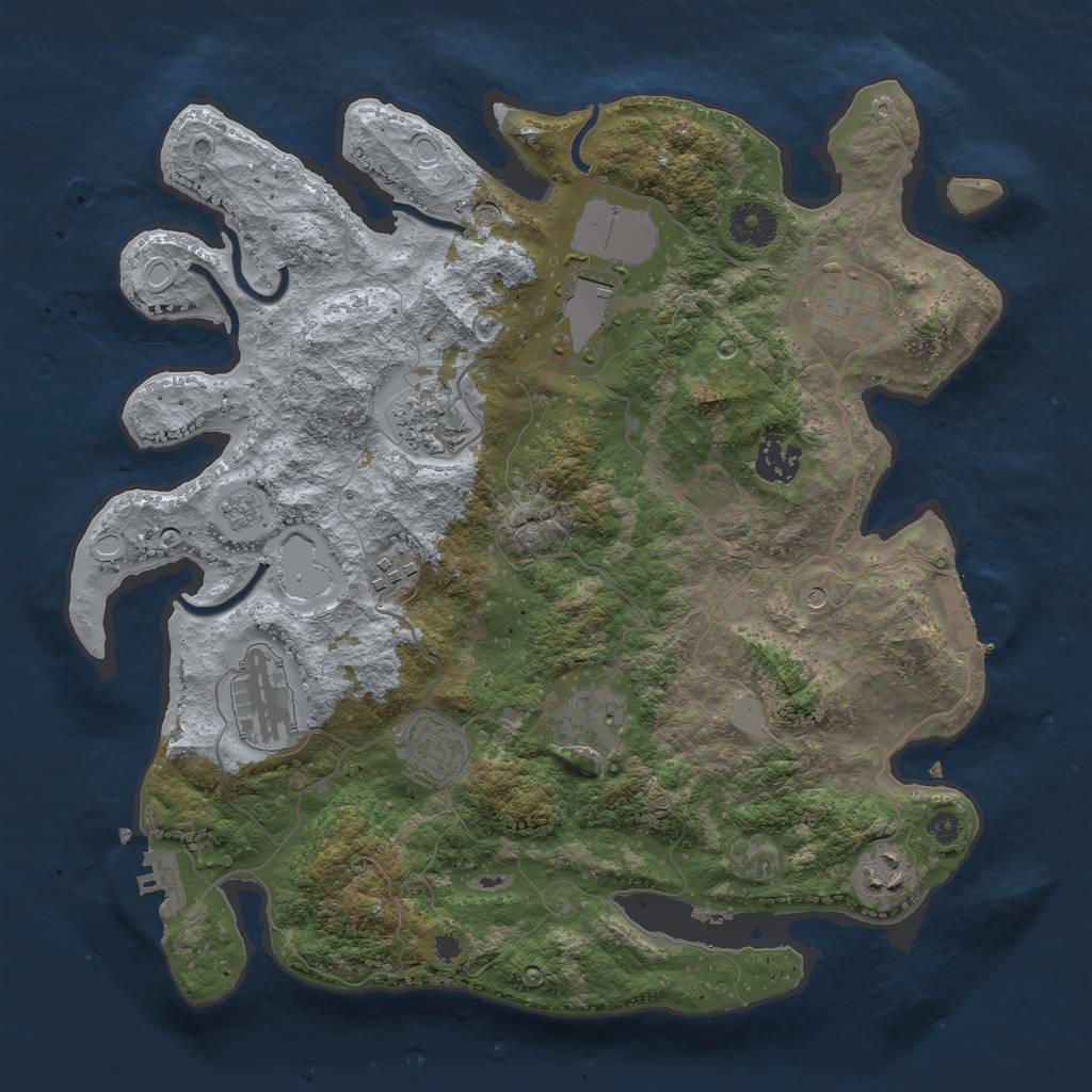 Rust Map: Procedural Map, Size: 3500, Seed: 2008526219, 18 Monuments