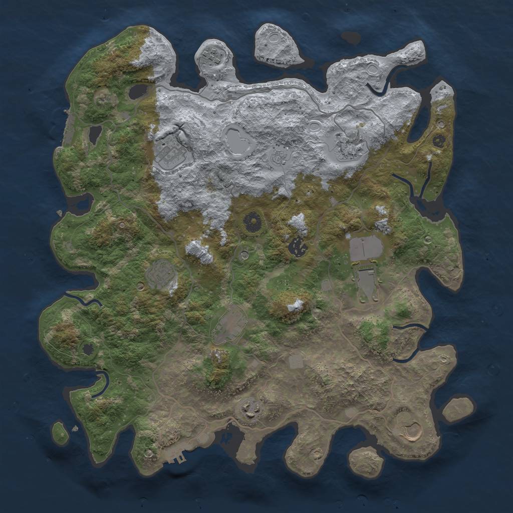 Rust Map: Procedural Map, Size: 4000, Seed: 1072401838, 18 Monuments