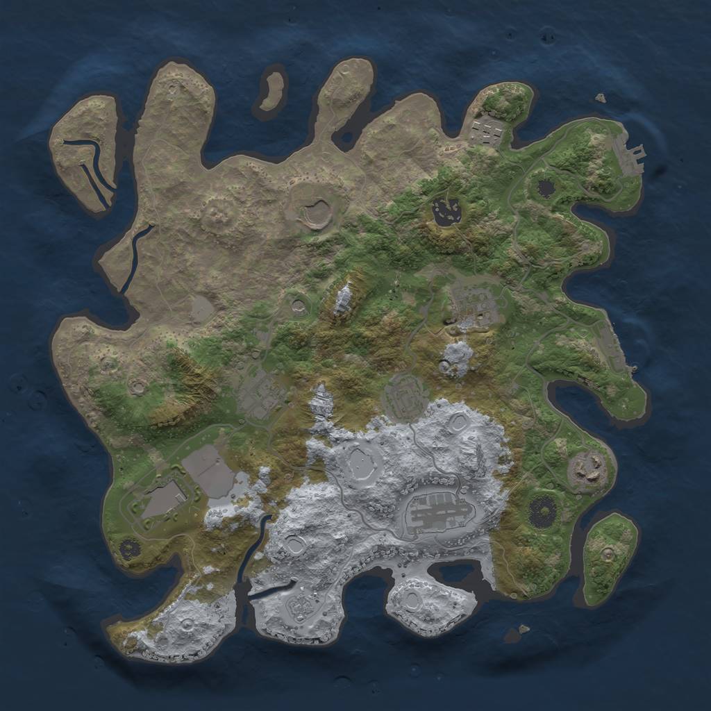 Rust Map: Procedural Map, Size: 3500, Seed: 1111111, 18 Monuments