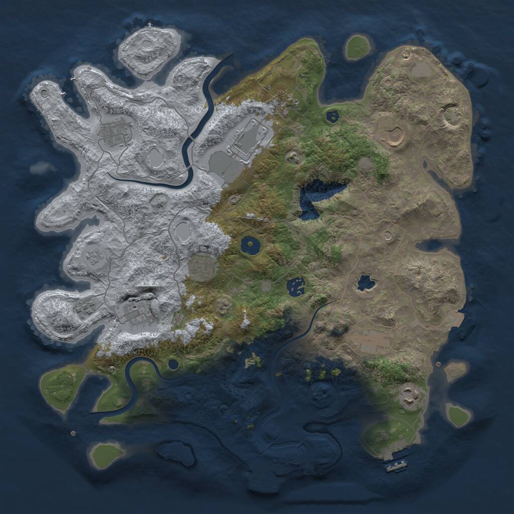 Rust Map: Procedural Map, Size: 4000, Seed: 732719340, 16 Monuments