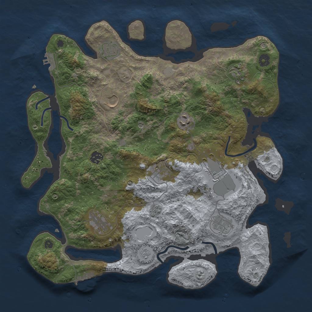 Rust Map: Procedural Map, Size: 3800, Seed: 275418094, 19 Monuments