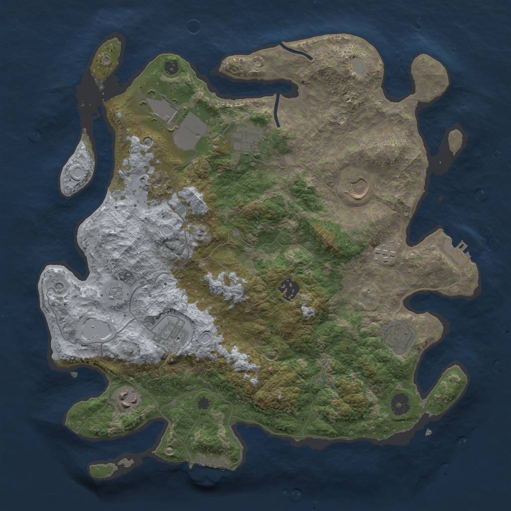 Rust Map: Procedural Map, Size: 3750, Seed: 732719157, 18 Monuments